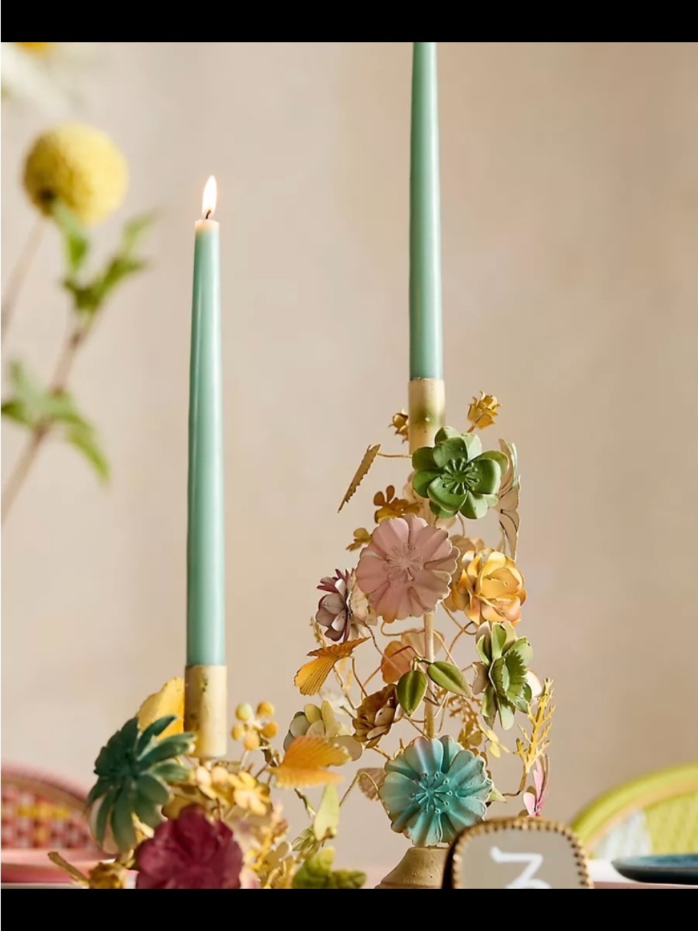 Anthropologie floral iron Candle Holder.